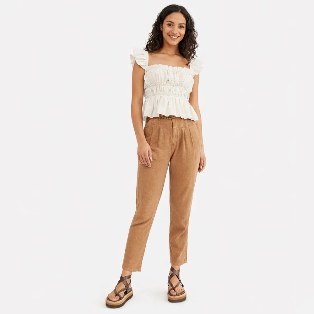 Free People Womens Sandstorm Faded‎ Love Linen Blend Pants Size 29 Boho Casual